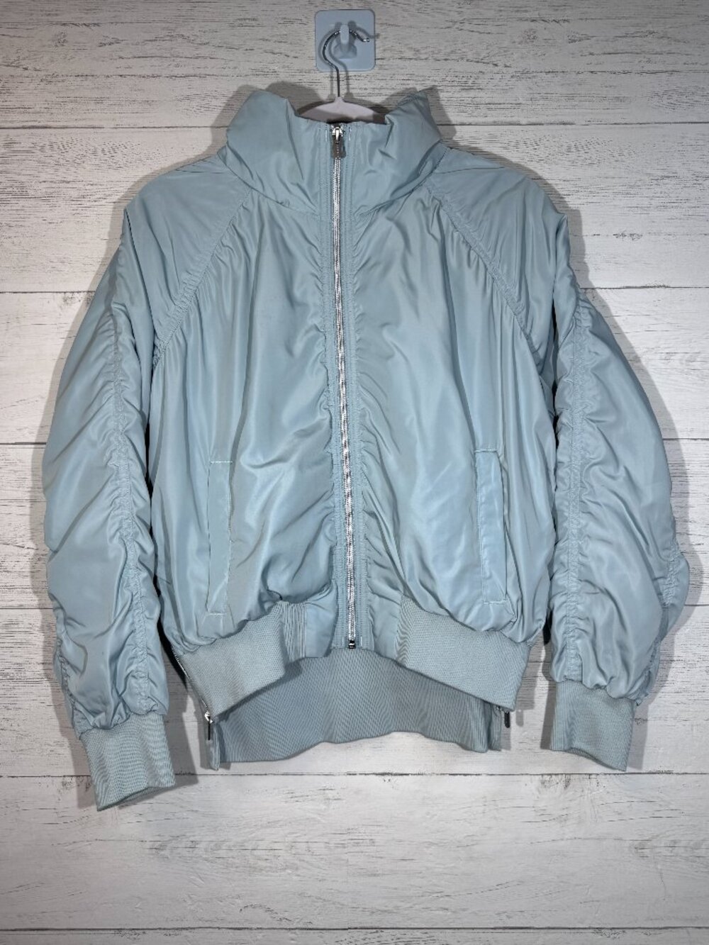 Athleta Petite Jetset Bomber Jacket in Ice Dawn Blue